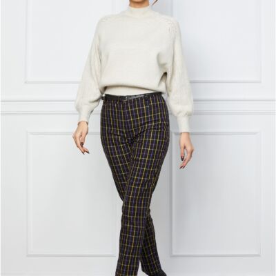 Black Friday 2022 Pantaloni Elly negri in carouri galbene si mov