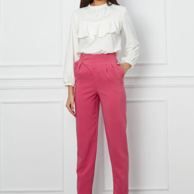 Black Friday 2022 Pantaloni LaDonna somon cu pliuri in talie