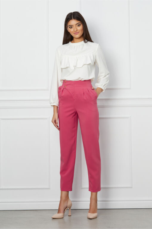 Black Friday 2022 Pantaloni LaDonna somon cu pliuri in talie