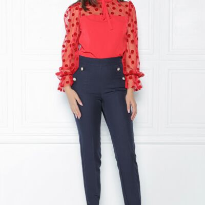 Black Friday 2022 Pantaloni MBG bleumarin cu nasturi perlati