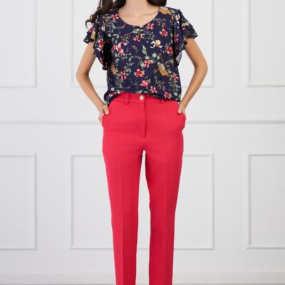 Black Friday 2022 Pantaloni Moze fucsia cu nasture perlat