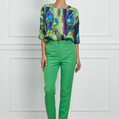 Black Friday 2022 Pantaloni Vera verde crud cu dunga