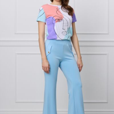 Black Friday Pantaloni sport bleu evazati