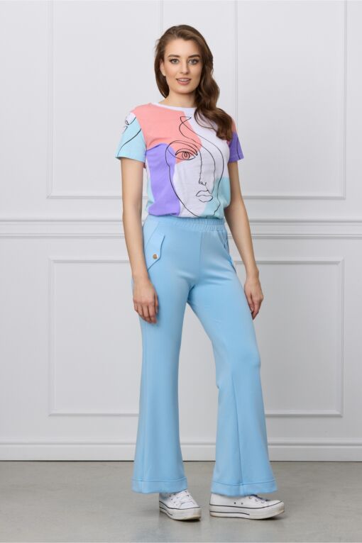 Black Friday Pantaloni sport bleu evazati