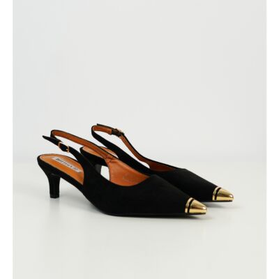 Black Friday Pantofi Josie negri din piele intoarsa elcologica cu aplicatie metalica in varf