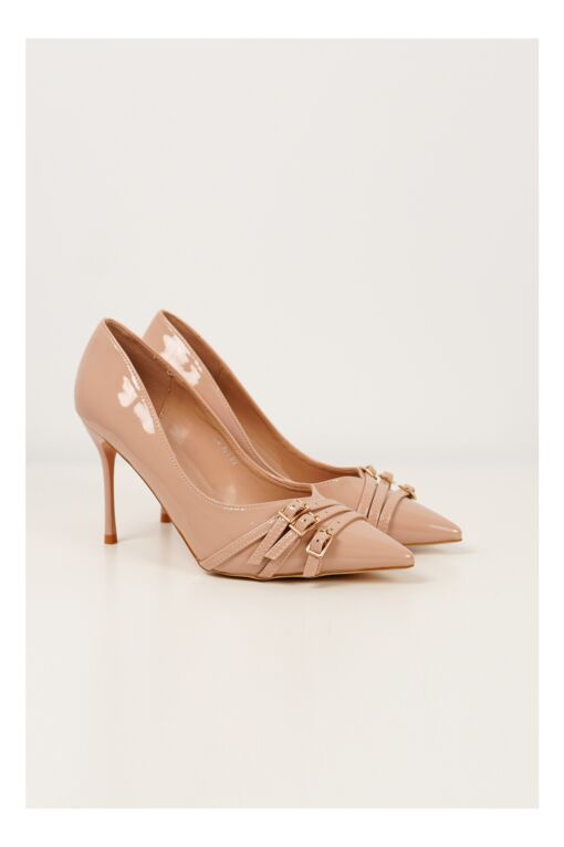 Black Friday Pantofi Mia nude stiletto cu aplicatii pe varf