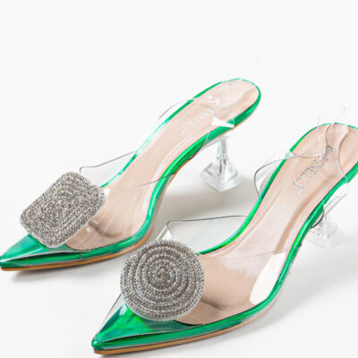 Black Friday Pantofi cu toc Ramya Verzi