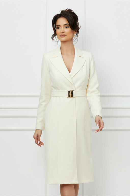 Black Friday 2022 Pardesiu Ginette ivory cu un cordon cu aplicatie metalica