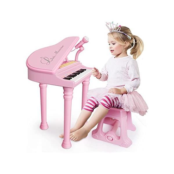 Black Friday 2022 Pian Cu Microfon si Scaunel Micul Muzician-roz