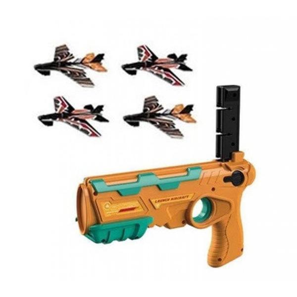 Black Friday 2022 Pistol de jucarie tip lansator cu 4 avioane galben