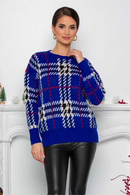 Black Friday 2022 Pulover Adi albastru cu imprimeu picior de cocos