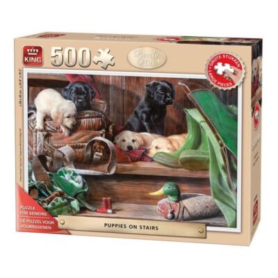 Black Friday 2022 Puzzle 500 piese Puppies On The Stairs