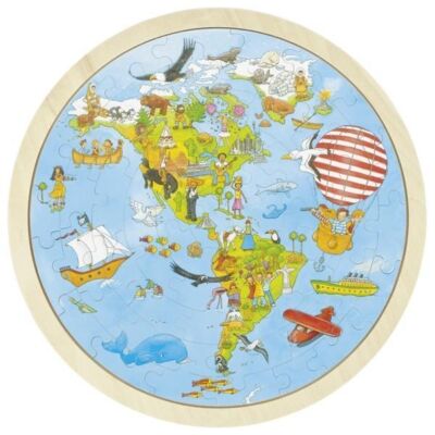 Black Friday 2022 Puzzle circular din lemn Calatorie prin lume