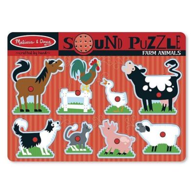 Black Friday 2022 Puzzle de lemn cu sunete Animale de la Ferma