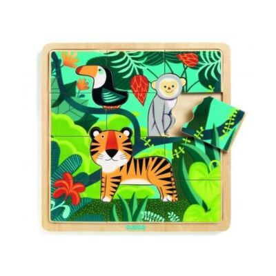 Black Friday 2022 Puzzle incastru de lemn - Jungla animalelor - Djeco