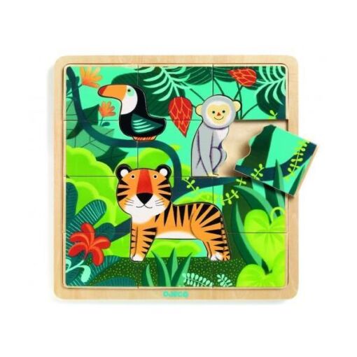 Black Friday 2022 Puzzle incastru de lemn - Jungla animalelor - Djeco