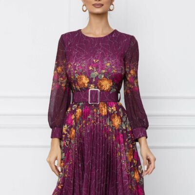 Black Friday 2022 Rochie Alexa mov cu flori orange