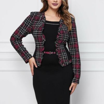 Black Friday 2022 Rochie Alexa neagra cu carouri rosii la bust