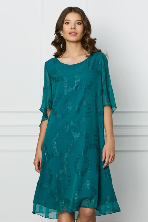Black Friday 2022 Rochie Alis turcoaz din voal cu fir lurex