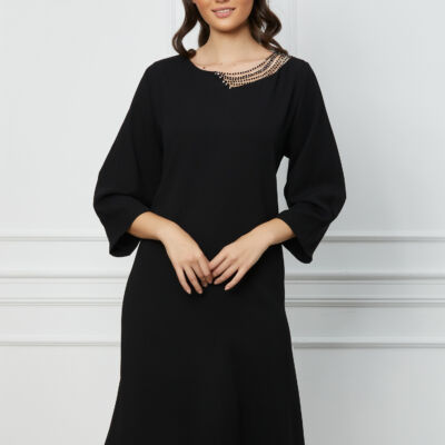 Black Friday 2022 Rochie Anastasia neagra cu margele la decolteu