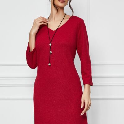 Black Friday 2022 Rochie Angi rosie cu fir lurex si accesoriu