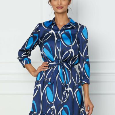 Black Friday 2022 Rochie Annissa bleumarin cu imprimeu albastru