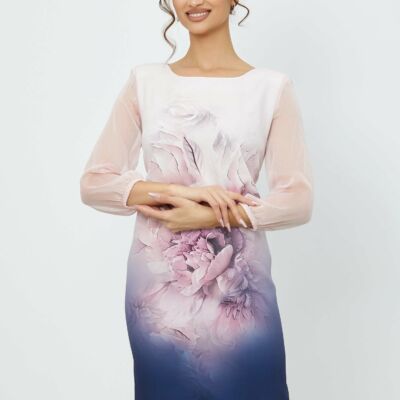Black Friday 2022 Rochie Clara roz cu imprimeu floral si degrade