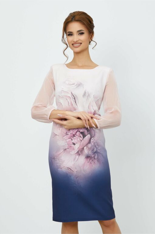Black Friday 2022 Rochie Clara roz cu imprimeu floral si degrade