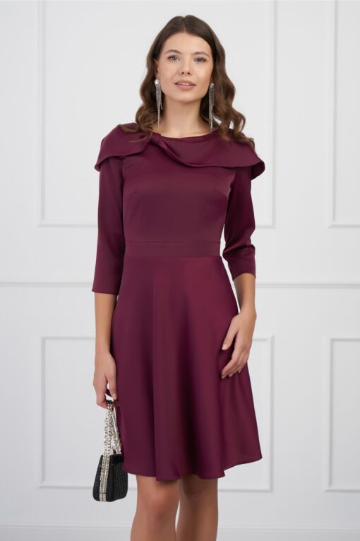 Black Friday 2022 Rochie DY Fashion bordo cu guler maxi tip funda