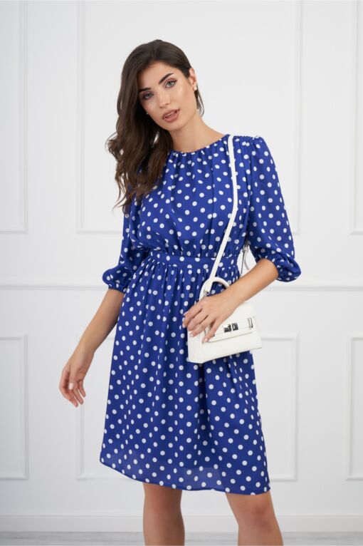 Black Friday 2022 Rochie DY Fashion clos albastra cu buline albe