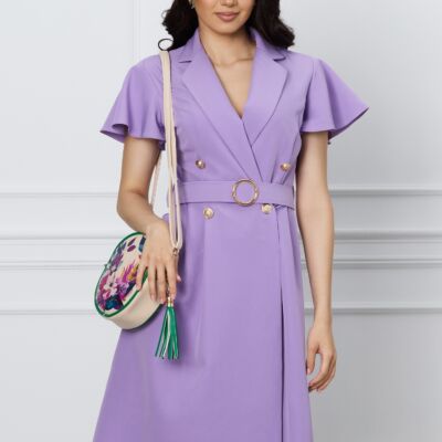 Black Friday 2022 Rochie DY Fashion lila cu nasturi si curea in talie
