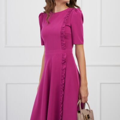 Black Friday 2022 Rochie DY Fashion magenta cu volanas pe o parte