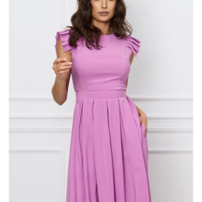 Black Friday 2022 Rochie DY Fashion roz cu maneci scurte evantai