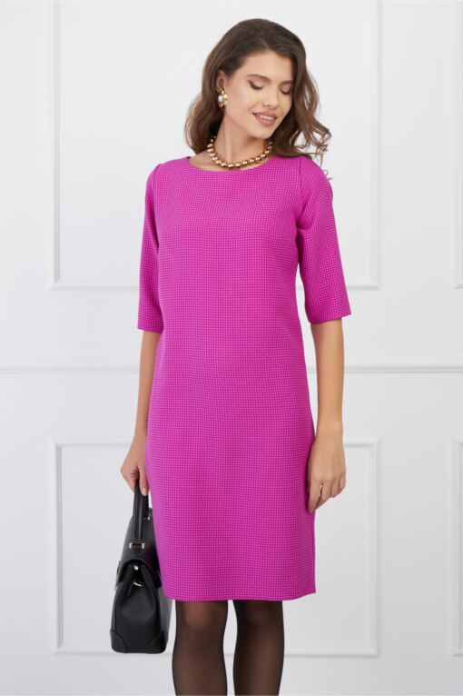 Black Friday Rochie Dora fucsia cu imprimeu pepit