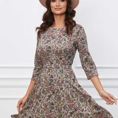Black Friday 2022 Rochie Dy Fashion bej clos cu lurex