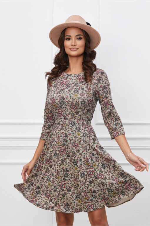 Black Friday 2022 Rochie Dy Fashion bej clos cu lurex