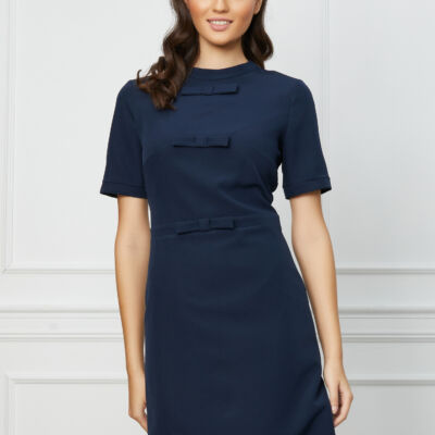 Black Friday 2022 Rochie Dy Fashion bleumarin cu funde la bust
