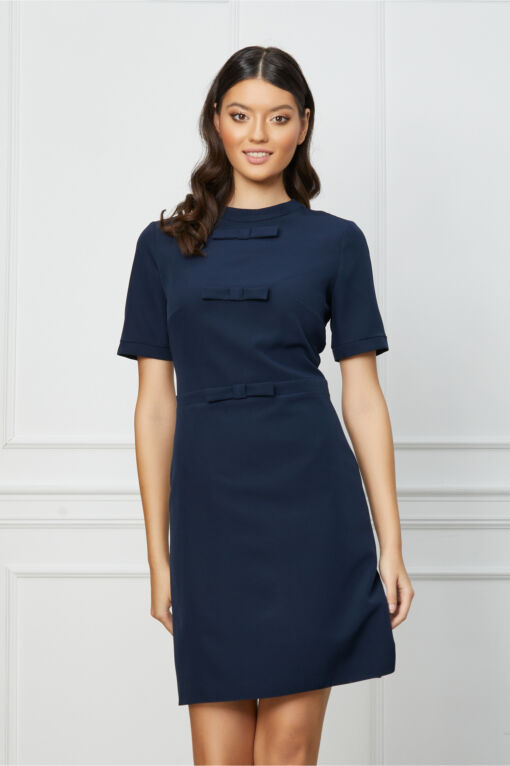 Black Friday 2022 Rochie Dy Fashion bleumarin cu funde la bust