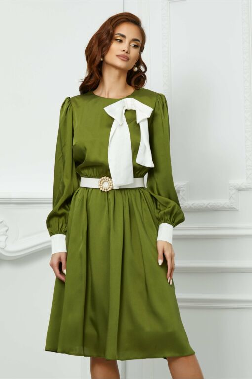Black Friday 2022 Rochie Dy Fashion kaki cu funda maxi si curea