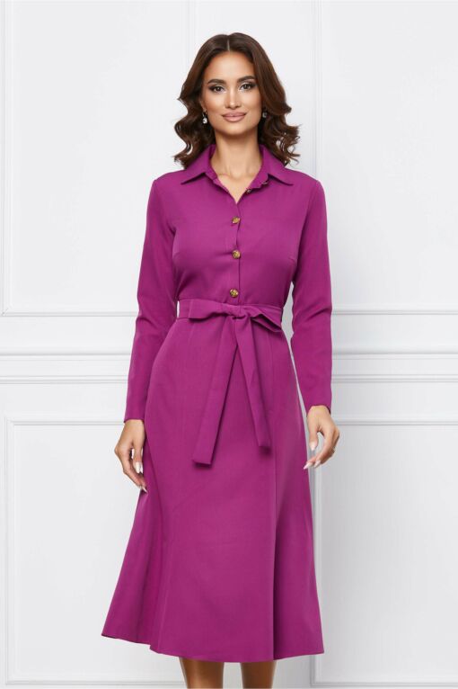 Black Friday 2022 Rochie Dy Fashion magenta cu nasturi aurii
