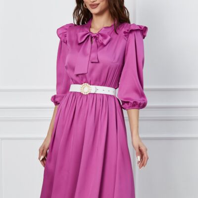 Black Friday 2022 Rochie Dy Fashion magenta cu volanase la umeri