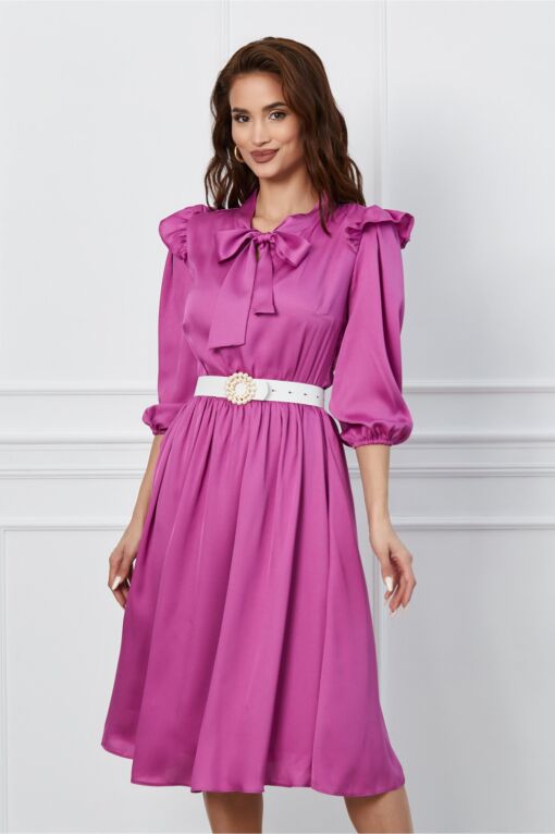 Black Friday 2022 Rochie Dy Fashion magenta cu volanase la umeri