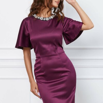Black Friday 2022 Rochie Dy Fashion mov cu accesorii la baza gatului