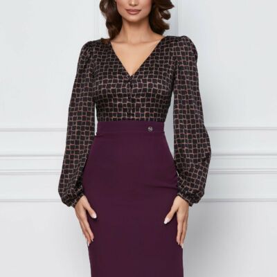 Black Friday 2022 Rochie Dy Fashion mov cu imprimeu la bust