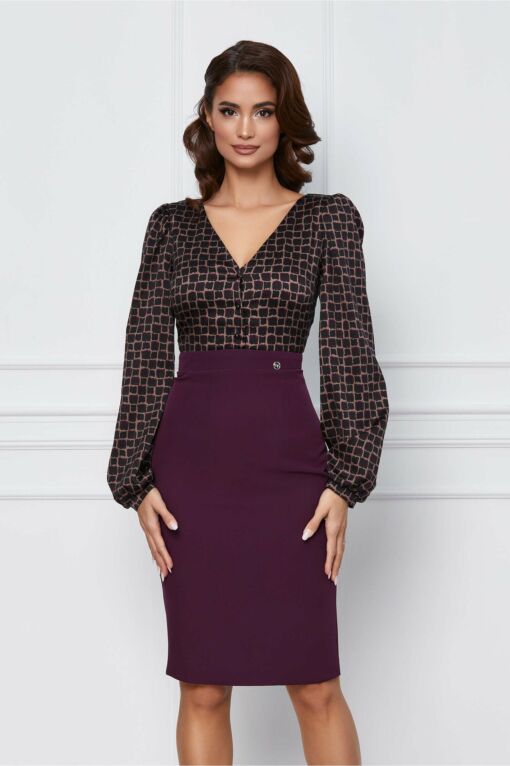 Black Friday 2022 Rochie Dy Fashion mov cu imprimeu la bust
