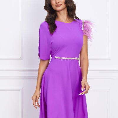 Black Friday 2022 Rochie Dy Fashion mov cu pene si strasuri
