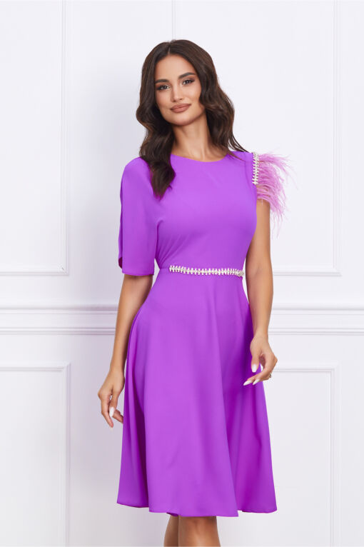 Black Friday 2022 Rochie Dy Fashion mov cu pene si strasuri