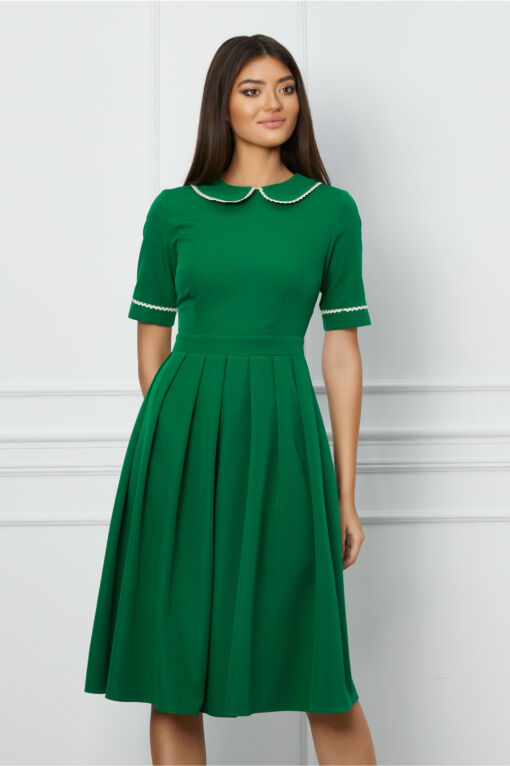 Black Friday 2022 Rochie Dy Fashion verde cu dantela la guler