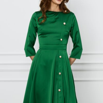 Black Friday 2022 Rochie Dy Fashion verde cu nasturi pe o parte