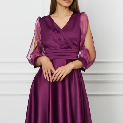 Black Friday Rochie Ella Collection Anda mov cu maneci din lurex